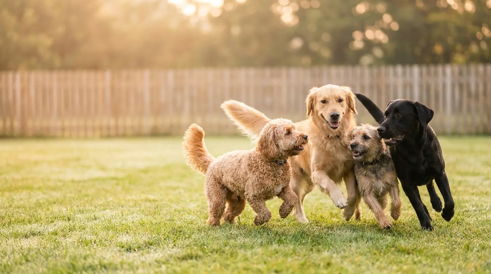 Happy dogs playing together at Delaval Daycare in Cramlington
